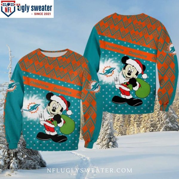 Gifts For Miami Dolphins Fans – Christmas Mickey Dolphins Sweater