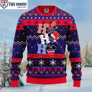 Gifts for Ny Giants Fans Ho Ho Ho Mickey Christmas Ugly Sweater 1