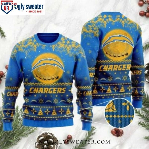 Golden Football Los Angeles Chargers Ugly Christmas Sweater