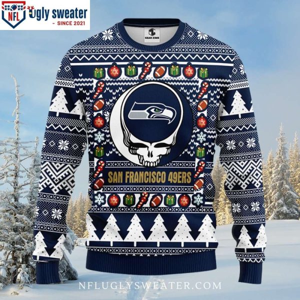 Graphic Grateful Dead Seattle Seahawks Ugly Christmas Sweater