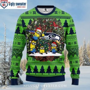 Graphic Minion Seattle Seahawks Ugly Christmas Sweater 1 1