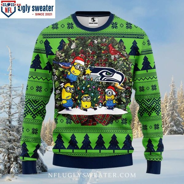 Graphic Minion Seattle Seahawks Ugly Christmas Sweater