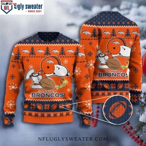 Graphic NFL Player Snoopy Denver Broncos Ugly Christmas Sweater