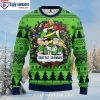 Graphic Grinch Hug Football Seattle Seahawks Ugly Christmas Sweater