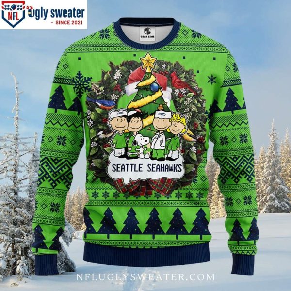 Graphic Snoopy Dog Seattle Seahawks Ugly Christmas Sweater