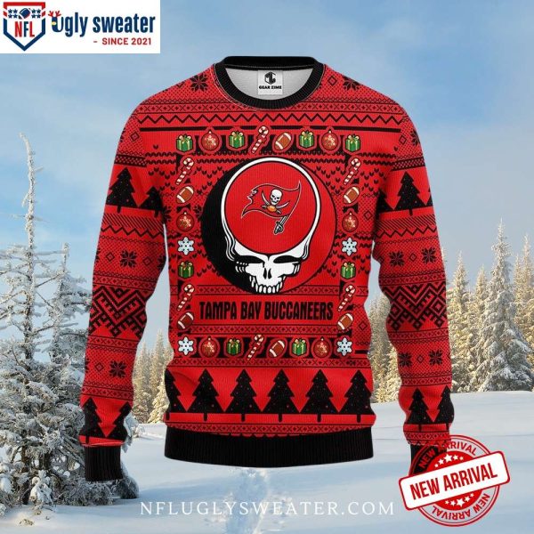 Grateful Dead Skull Tampa Bay Buccaneers Ugly Xmas Sweater