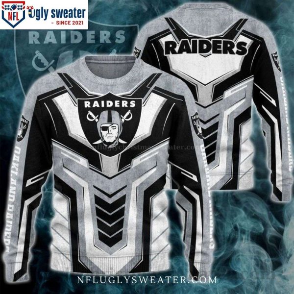 Gray Las Vegas Raiders Ugly Christmas Sweater – Cozy Gift For Him