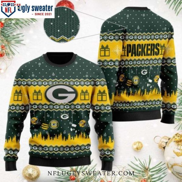 Green Bay Packers Christmas Symbol Print NFL Ugly Christmas Sweater