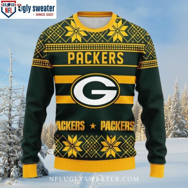 Green Bay Packers Ugly Sweater With Delightful Snowflake Design