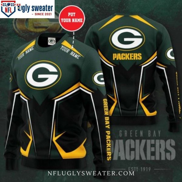 Green Black Ugly Christmas Sweater Design For Green Bay Packers Fans