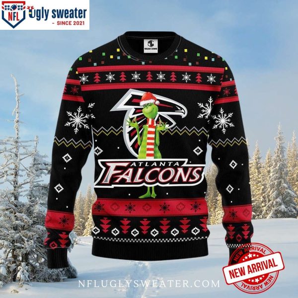 Grinch And Falcons Logo Black Ugly Christmas Sweater