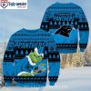 Carolina Panthers Pug Dog Reindeer Wreath Ugly Xmas Sweater