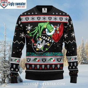 Grinch Hand Logo Raiders Ugly Christmas Sweater Unique Oakland Raiders Gifts 1 1