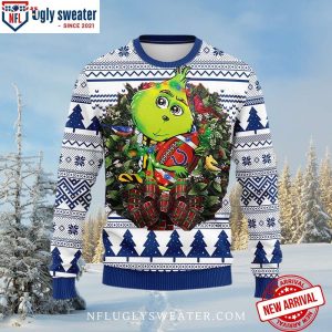 Grinch Holding Indianapolis Colts Football Ugly Xmas Sweater