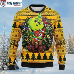 Grinch Hug NFL Football Green Bay Packers Ugly Christmas Sweater 1