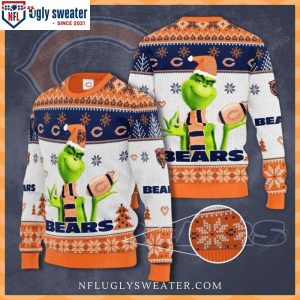 Grinch In Christmas Theme Chicago Bears Ugly Christmas Sweater