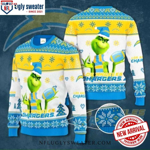 Grinch Los Angeles Chargers Ugly Christmas Sweater – Yellow And Blue