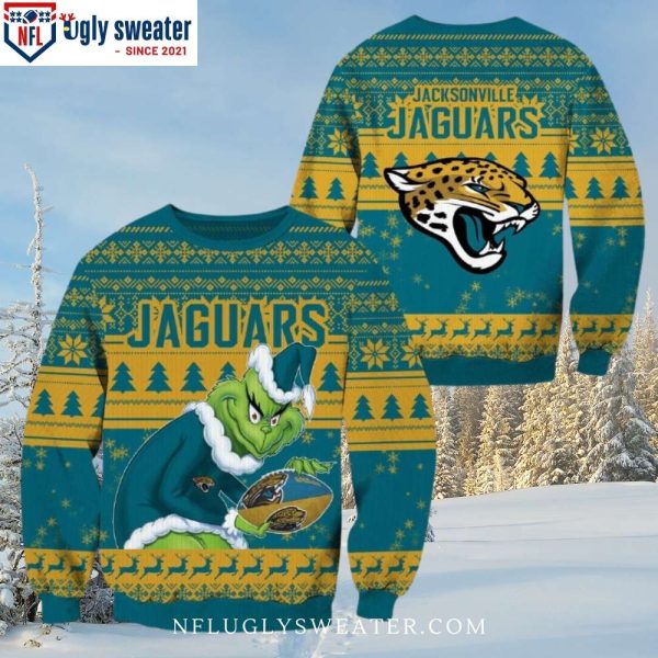 Grinch Stealing Football Jacksonville Jaguars Ugly Xmas Sweater