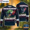 Half Grinch, Half Texans Festive Ugly Christmas Sweater