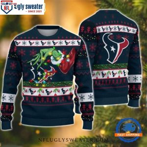 Grinch With Houston Texans Ornament Ugly Christmas Sweater