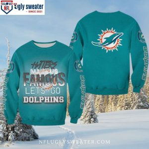 Hater Make Us Famous Lets Go Dolphins Ugly Christmas Sweater