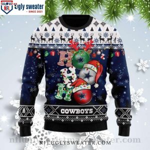 Ho Ho Ho Cowboys All Over Print Ugly Christmas Sweater, NFL Dallas Cowboy Fan Gifts