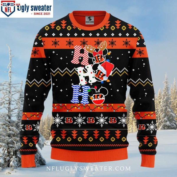 Ho Ho Ho Mickey – Cincinnati Bengals Ugly Christmas Sweater – Gifts For Bengals Fans