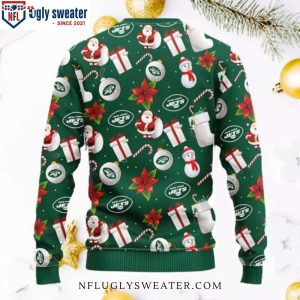 Holiday Gifts New York Jets Ugly Christmas Sweater Candy Cane And Snowman Fun 2