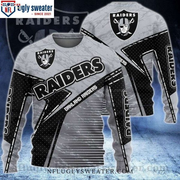 Horizontal Stripes And Polka Dots Oakland Raiders Ugly Christmas Sweater – Perfect Gift for Him