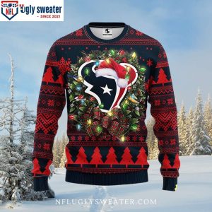 Houston Texans Logo With Christmas Lights Ugly Xmas Sweater