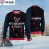 Houston Texans Poinsettia And Santa Ornament Ugly Xmas Sweater