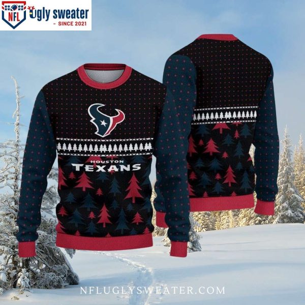 Houston Texans Red And Navy Christmas Tree Forest Ugly Sweater