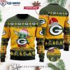 Playful Dabbing Santa Claus Print NFL Packers Ugly Christmas Sweater