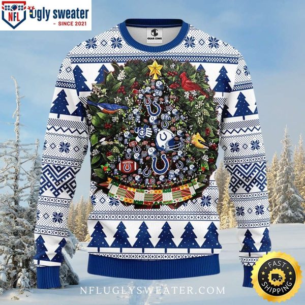 Indianapolis Colts Christmas Tree Wreath Ugly Xmas Sweater