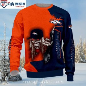 Iron Maiden Graphics NFL Denver Broncos Ugly Christmas Sweater