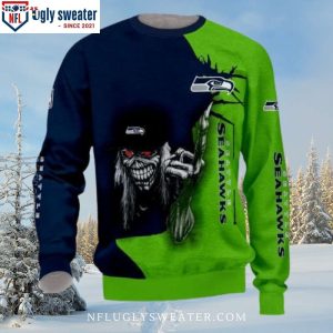 Iron Maiden Halloween Inspired Seattle Seahawks Ugly Christmas Sweater