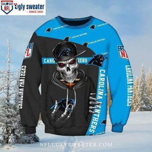 Iron Maiden Skull-Themed Carolina Panthers Ugly Xmas Sweater