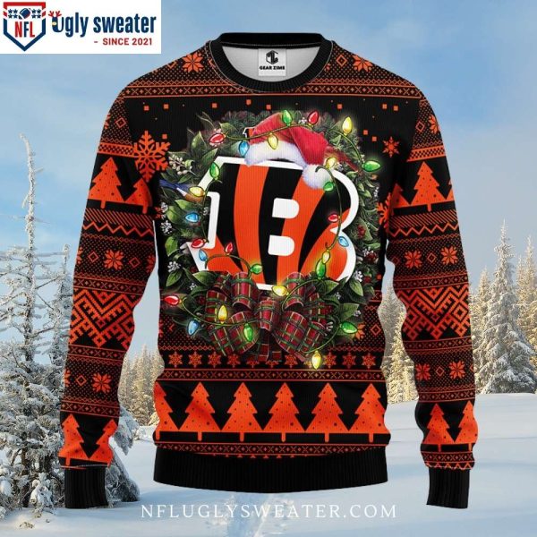 Laurel Wreath Bengals Ugly Christmas Sweater – Top Choice for Bengals Fans