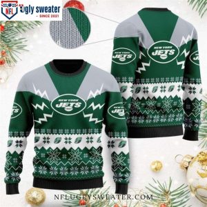 Lightning Bolt New York Jets Ugly Christmas Sweater Vibrant Green Energy 1