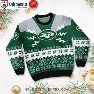 Lightning Bolt New York Jets Ugly Christmas Sweater Vibrant Green Energy 2