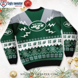 Lightning Bolt New York Jets Ugly Christmas Sweater Vibrant Green Energy 3