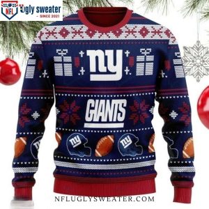 Logo And Snowflake Pattern New York Giants Ugly Sweater – Winter Team Pride