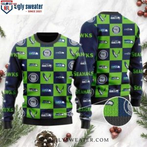 Logo Checkered Flannel Design Seattle Seahawks Ugly Christmas Sweater