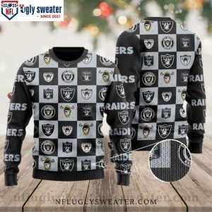 Logo Checkered Flannel Las Vegas Raiders Ugly Christmas Sweater – For True Fans