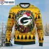 Green Bay Packers Ugly Christmas Sweater With Striking American Flag Motifs