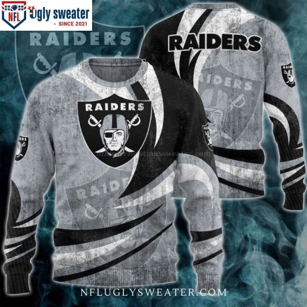 Logo Printed Raiders Ugly Christmas Sweater Gray – Stylish Gift For Him