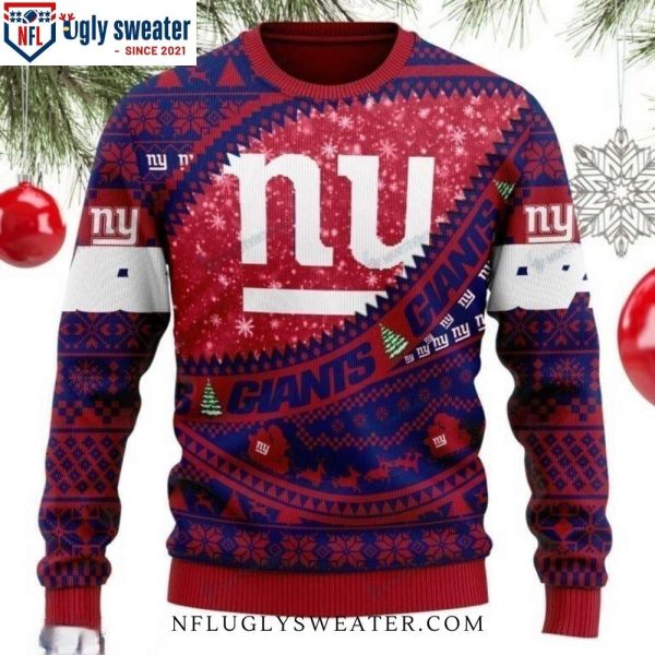 Logo Snowflake Pattern Ny Giants Ugly Sweater – Festive Team Fashion