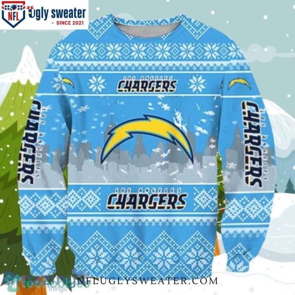 Los Angeles Chargers Skyline Christmas Sweater – Festive Design