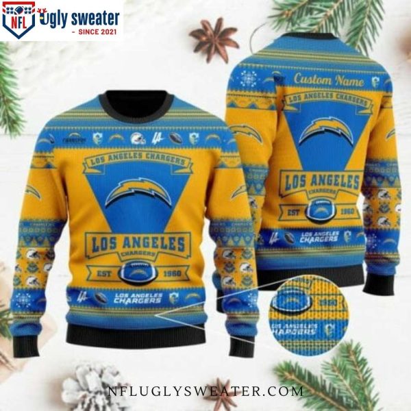 Los Angeles Chargers Ugly Christmas Sweater – Customizable Logo Design