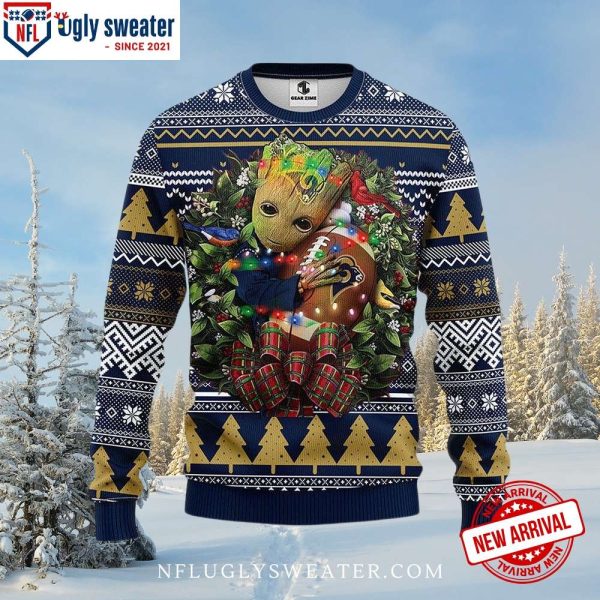 Los Angeles Rams Baby Groot Christmas Wreath Ugly Sweater